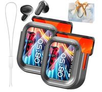 NE20 Earbuds, NE20 Translation Earbuds Bluetooth V6.0, Real-Time AI Translator with 140 Languages, LCD Touch, Noise Cancelling, 48H Battery IPX6 Waterproof, for Travel Business (2pcs-Black)