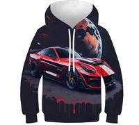 NEAFP Boys'/Girls' 3D Pullover Hoodies Sports Cars - Kids Hoodies with Unique Prints, Perfect for Toddlers, Comfortable for Older Kids