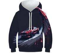 NEAFP Boys'/Girls' 3D Pullover Hoodies Sports Cars - Kids Hoodies with Unique Prints, Perfect for Toddlers, Comfortable for Older Kids