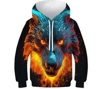 NEAFP Children's Hoodies Wolf with 3D Patterns - Stylish Kids Hoodies, Perfect Pullover for Youth, Boys And Girls Love Them