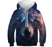 NEAFP Fun 3D Kids Hoodies Wolf - Vibrant Children's Pullover, Ideal for Boys'/Girls', Soft And Durable for Youth And Toddlers