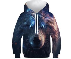 NEAFP Fun 3D Kids Hoodies Wolf - Vibrant Children's Pullover, Ideal for Boys'/Girls', Soft And Durable for Youth And Toddlers