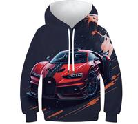 NEAFP Kids Hoodies Sports Cars - Eye-Catching 3D Printed Designs, Perfect Pullover for Both Boys And Girls, Comfortable for Toddlers to Teens