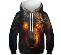 NEAFP Kids Hoodies Wolf with Vibrant 3D Art - Cozy Pullover for Children, Boys'/Girls' Hoodies, Ideal for Toddlers And Young Teens