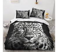 NEAFP Leopard 3D Print Duvet Cover Bedding Set with Pillowcases - Microfiber Quilt Cover, Wildlife Comforter Cover, 3 Pieces, Zipper Closure,for Children, Teenagers, Adults King(220x240cm)