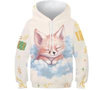 NEAFP Personalised 3D Kids Hoodies Fox - Custom Pullover for Children, Ideal Boys'/Girls' Hoodies, Perfect for Toddlers to Teens