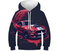 NEAFP Personalised 3D Kids Hoodies Sports Cars - Custom Pullover for Children, Ideal Boys'/Girls' Hoodies, Perfect for Toddlers to Teens