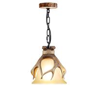 NEAFP Rustic Pendant Lighting for Kitchen Island Dining Room Foyer Farmhouse,Mini Glass Hanging Light Fixture Deer Horn Antler Pendant Light HGCHH