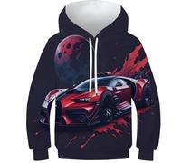 NEAFP Vibrant Kids Hoodies Sports Cars - Stunning 3D Printed Pullover for Children, Ideal for Boys And Girls, Comfy for Toddlers to Teens