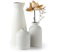 NEAGLORY Ceramic Vases Set 3 for Modern Home Decor, Round Matte Pampas Flower Boho Vases Minimalist Nordic Style for Wedding Dinner Table Party Living Room Office Bedroom, Decorative Gift, White
