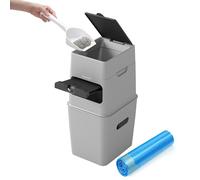 Neakasa Cat Litter Trash Can, 9.2L Waste Disposal Bin for Cat Litter, Dog Poo & Diapers, with Wider Opening and 4-Month Refill Bag (Gray)