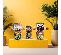 Neal Exclusive Wooden Lord Jagannath, Balaram and Subhadra Idol Trimurty for Home Temple/Pooja/Decoration/Gift 4 Inches, Multicolor 01 Set