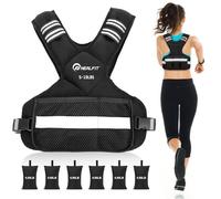 NEALFIT Weighted Vest for Women and Men, 5-10lb/11-20lb/18-30lb Adjustable Weighted Vest with Reflective Strip, Body Weight Vest for Walking, Running, Fitness, Strength Training (Black, 5-10 lbs)