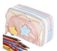 Neamou Aesthetic Pencil Case, Five Point Star Stationery Organizer, Zippered Large Capacity Must Haves Aesthetic Stationery Pouch for Kids Students Girls Classroom School Art Drawing Craft Travel