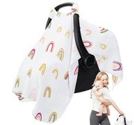 Neamou Car Seat Cover Kid | Muslin Cotton Carseat Covers Child,Breathable Child Carrier Cover, Lightweight Summer Stroller Sun Shade Canopy with Dinosaur & Flower for Girl Boy