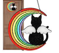 Neamou Cat | Angel Cat Statue s,Stained Acrylic Light Catcher, Cat Memorial Ornament, Stained Glass Window, Rainbow Sun Catcher