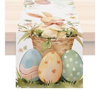 Neamou Easter Table Decor Tablecloth - Bunny Eggs Printing Table Runner | Easter Washable Table Cloth for Easter Holiday Farmhouse Table Decoration