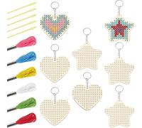 Neamou Embroidery Kit | Kids Wood Embroidery Kit Star Heart Shape - Educational Sewing Art Crafting Projects for Home Studio Commuting Travel Rainy Day Activity