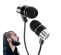 Neamou In-Ear Stereo Earphone Braided Wire | 1.1m Extension Cable Earphones And Extra Long Braided Wire | Metal Earphones Perfect For Noise Isolating, Bass Driven Sound, 11mm