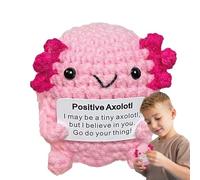Neamou Positive Axolotl | Handmade Motivational Crocheted Doll | Encouragement Animal Doll for Nightstand Travel Home Adults Students Kids Meditation Bedside Desk Dressing Table Bookshelf