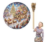 Neamou Shamanic Hand Drum,10 Inches Christmas Wood Shaman Drums with Drum Stick - Home Decorations, Spiritual Instrument for Reflection Meditation