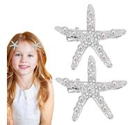 Neamou Starfish Hair Clip | 2X Hairpins Hair Accessories - With Pearls, Rhinestones Cute Hair Accessories, Beach Sea Star Hairpins, Starfish Hair Accessories For All Hairstyles