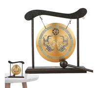 Neamou Zen Table Gong | Chinese Zen Bell Feng Shui Gong Art with Stand and Mallet - Dragon with Taiji Symbols, Desktop Retro Chime, Table Gong Meditation Desk Bell