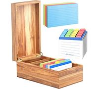 Neando 3x5 inches Index Card Holder, Acacia Wooden Index Card Box with 20-count Index Cards Guide and 200-count Note Cards, Note Flash Card Organizer Case, Wood Desk Organizers, 5.8’’Wx10’’Dx4’’H
