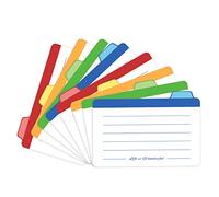 Neando Index Cards with 5x8 in Dividers, 1/4 Cut Tabbed Note Cards, File & Recipe Guides, 450gsm Paper, Assorted Colors, 20 Counts