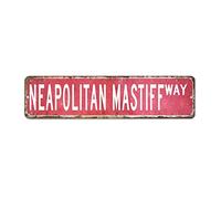 Neapolitan Mastiff Street Sign, Neapolitan Mastiff Gift Metal Tin Sign Wall Plaque for Bar Pub Garage Man Cave Home Decor,Retro Road Sign 15 X 60 CM