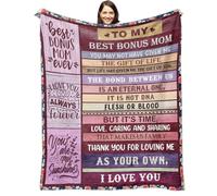 Neapth Gifts for Bonus Mom from Daughter, Bonus Moms Blanket Birthday Gifts from Son Mothers Day Christmas Bday Presents for Mother in Law Step Mom Stepmom 50" X 60"