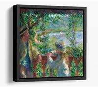 Near the Lake by Pierre-Auguste Renoir Canvas Floater Frame Square Print Picture Art - Black Frame 20 inch wide x 20 inch high