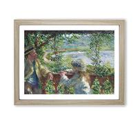 Near The Lake By Pierre Auguste Renoir Classic Painting Framed Print | A3 Oak Framed Wall Art | Ready to Hang | Classic Landscape Picture | Living Room Bedroom Lounge Office
