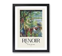 Near The Lake By Pierre Auguste Renoir Exhibition Museum Painting Framed Wall Art Print, Ready to Hang Picture for Living Room Bedroom Home Office Décor, Black A4 (34 x 25 cm)