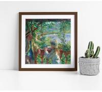 Near the Lake by Pierre-Auguste Renoir Stunning Framed Wall Art Picture Print Square - 25cm wide x 25cm high - Walnut Frame