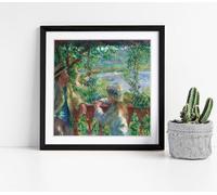 Near the Lake by Pierre-Auguste Renoir Stunning Framed Wall Art Picture Print Square - 35cm wide x 35cm high - Black Frame