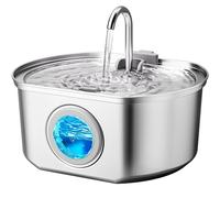 Neareal Cat Water Fountain, 3.2L, Silver, Stainless Steel, Gravity-Fed, Automatic Cat Water Dispenser