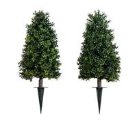 Nearly Natural 2.5ft. UV Resistant Artificial Boxwood Plant with Integrated Ground Stake (Indoor/Outdoor) - Set of 2