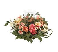 Nearly Natural 4685-AP Mini Rose Candelabrum Silk Flower Arrangement,Assorted Pastel