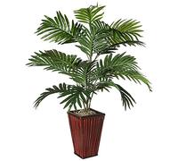 Nearly Natural 6675 Areca Palm with Bamboo Vase Decorative Silk Plant, Green,7.5" x 9" x 30"