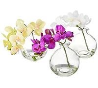 Nearly Natural Artificial ' Set of 3 Multi Color Piece 1 9” Phalaenopsis Orchid Arrangement in Vase, 9', 3