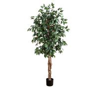 Nearly Natural Artificial Tree, Plastic Metal, Green, 5'