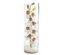 Nearly Natural Cymbidium Orchid Artificial Tall Cylinder Vase Silk Arrangements White