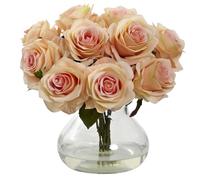 Nearly Natural Rose Artificial Arrangement with Vase
