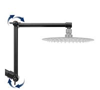 NearMoon Adjustable Shower Arm, Extension Arm Universal Connection, Rise or Lower Shower Head, Adjust Height/Angle to Upgrade Shower Experience, Anti-Leak, 16 Inch (Matte Black)