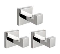 NearMoon Bath Towel Hooks -SUS304 Stainless Steel Square Clothes Robe Hooks Hanger, Heavy Duty Coat Hooks for Bathroom Livingroom Hotel Kitchen Garage, Wall Mounted - 3 Pack (Chrome Finish)