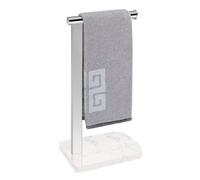 NearMoon Hand Towel Holder with Balanced Marble Base, 304 Stainless Steel Stand Towel Ring L Shape Hand Towel Rack Free-Standing Towel Bar for Bathroom Kitchen Countertop (Single Rod, Chrome)