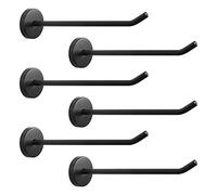 NearMoon Stainless Steel Modern J-Shape Hooks, 6 Pack (6 Inch, Matte Black) - Bath Towel Hangers, Wall Hooks for Hanging Hat Robe, Kitchen, Garage, Bedroom