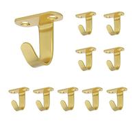 NearMoon Stainless Steel Screw Mounted Ceiling Hooks, Under-Shelf Towel/Robe Clothes Hook Heavy Duty Coat Hanger for Bathroom Kitchen Cabinet Garage, 10 Pack (Brushed Gold)