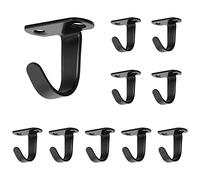 NearMoon Stainless Steel Screw Mounted Ceiling Hooks, Under-Shelf Towel/Robe Clothes Hook Heavy Duty Coat Hook Hanger for Bathroom Kitchen Cabinet Garage, 10 Pack (Matte Black)